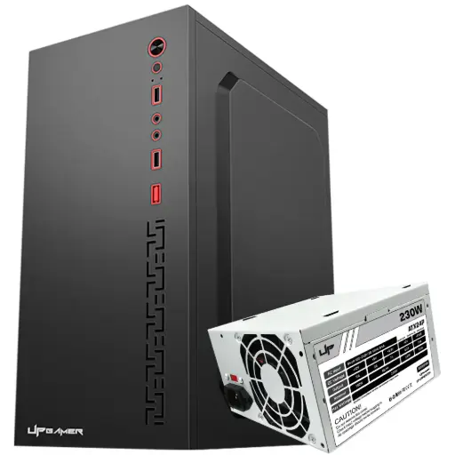 Gabinete UP Gamer Prime Mini Tower, compatible con Micro-ATX y ITX, con fuente 230 W 110/220 V